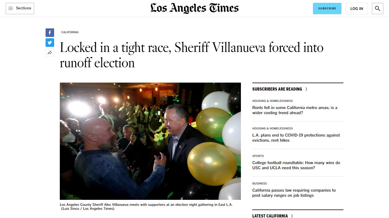 2022 Los Angeles County sheriff election live results - Los Angeles Times
